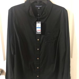 NWT XL TOMMY HILFIGER STRETCH BUTTON UP TOP